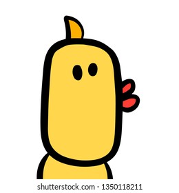 Tiny yellow bird hand drawn illustration for logotype cartoon minimalism style