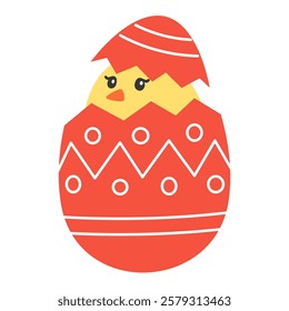 Tiny Yellow Chick Hatching from Easter Egg