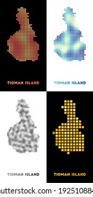 Tioman Island map. Collection of maps of Tioman Island in dotted style. Vector illustration.