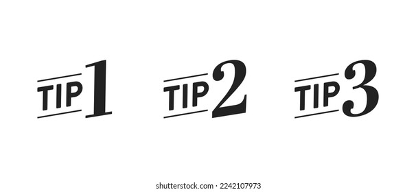 Tip 1, Tip 2, Tip 3, Number, Number Text, Advisement, Advisor Tip, Vector Text, Vector Illustration Background