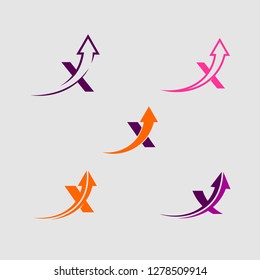 the tip of the arrow and part of the letter X