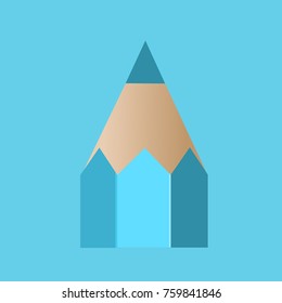 Tip of a blue pencil. Vector illustration