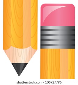 Tip and eraser of a pencil illustration, vector design