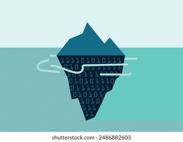 Tip of the iceberg, deep web and dark web illustration