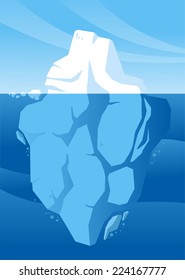 The tip of an iceberg showing whilst the rest is submerged.