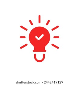 tip or insight like red light bulb icon. flat style graphic trend modern design simple invention logotype element isolated on white. concept of energy efficiency lamp or creative idea and inspiration