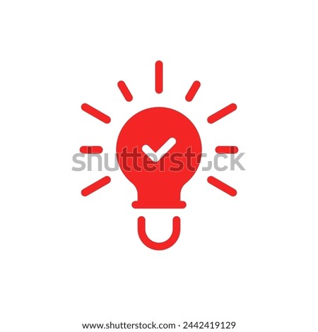 tip or insight like red light bulb icon. flat style graphic trend modern design simple invention logotype element isolated on white. concept of energy efficiency lamp or creative idea and inspiration