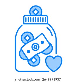 Tip jar icon. jar, dinheiro, dinheiro, doação, gratidão, moedas, café, obrigado. Ilustração de ícone de vetor