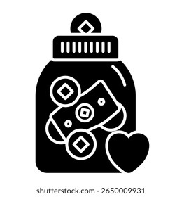 Tip jar icon. jar, money, cash, donation, gratitude, coins, cafe, thankyou. Vector Icon Illustration