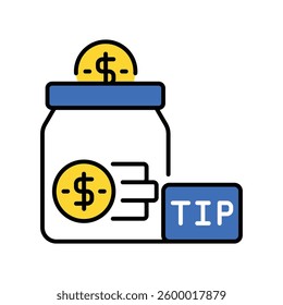 Tip Jar vector filled outline icon. EPS 10 file