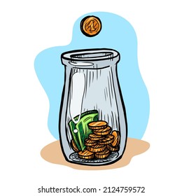 Tip jar vector illustration on white background