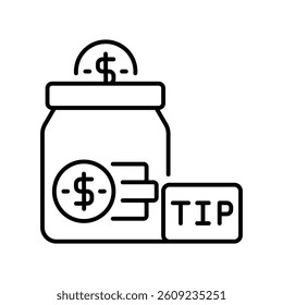 Tip Jar vector outline icon. EPS 10 file