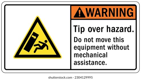 Tip over hazard sign and labels