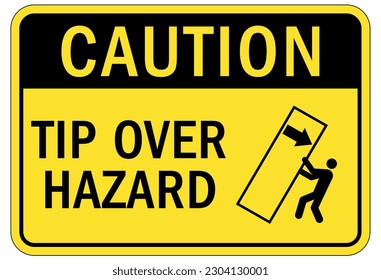 Tip over hazard sign and labels