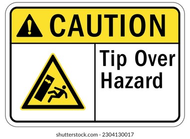 Tip over hazard sign and labels