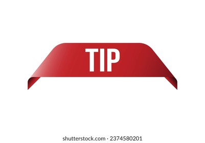 Tip red ribbon label banner. Open available now sign or Tip tag.