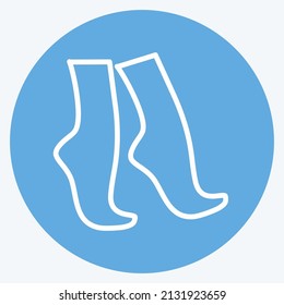 Tip Toe Icon in trendy blue eyes style isolated on soft blue background
