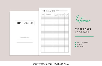 Tip Tracker Log Book Kdp Interior Template