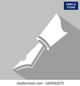 The tip of a white pen. Vector illustration. Vector icon with gray background.