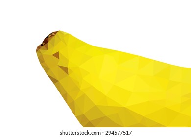 Tip of a yellow banana fruit, low poly vector illustration.