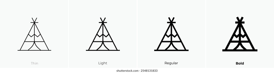 icono de tipi. Diseño de estilo delgado, ligero, regular y audaz aislado sobre fondo blanco