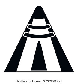Tipi tent black and white icon representing native american shelter and camping