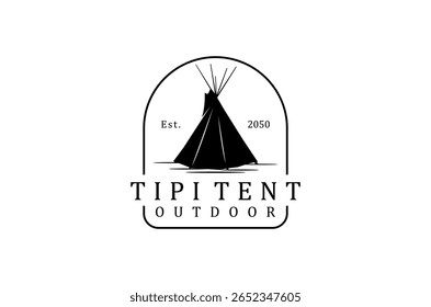 Tipi tent tepee Outdoor logo camp. Minimalist teepee design. House of nomadic tribes of the American highlands