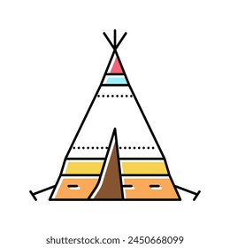 Tipi Tepee Boho Farbsymbol Vektorgrafik. Tipi Tepee Boho Zeichen. Isolierte Symboldarstellung