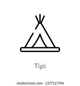 tipi vector line icon. Simple element illustration. tipi outline icon from stone age concept. Can be used for web and mobile