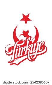 Türkiye tipografi tasarım yıldız ve hilal. Inglês: Turkey typography design star and crescent.