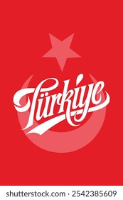 Türkiye tipografi tasarım yıldız ve hilal. Inglês: Turkey typography design star and crescent.