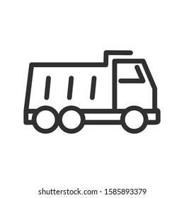 Tipper car, linear icon. Editable stroke