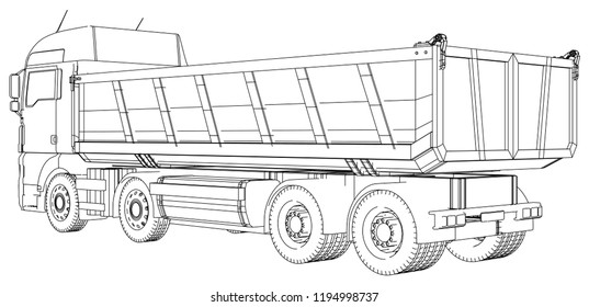 Tipper Dump Truck Isolated Created Illustration Stock Vector (Royalty ...