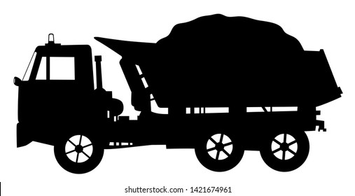 Tipper dump truck loaded silhouette illustration