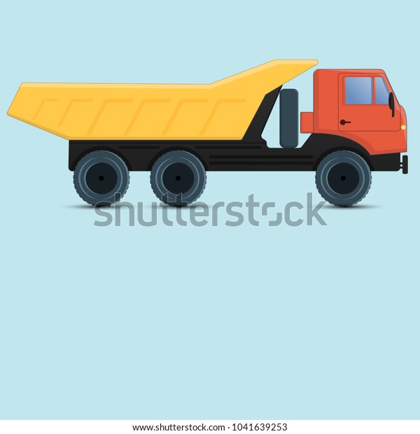 Tipper. Dump truck used in construction on a\
white background.