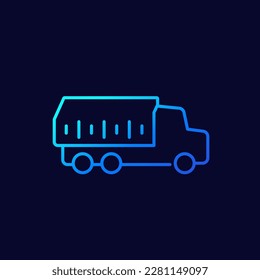 tipper or dumper truck line vector icon