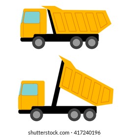 Tipper. Flat picture construction vehicles. Isolated objects. Vector Image.