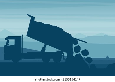 Tipper Heavy Machinery Background Unloading Stones
