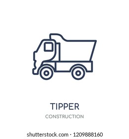 Tipper icon. Tipper linear symbol design from Construction collection. Simple outline element vector illustration on white background.