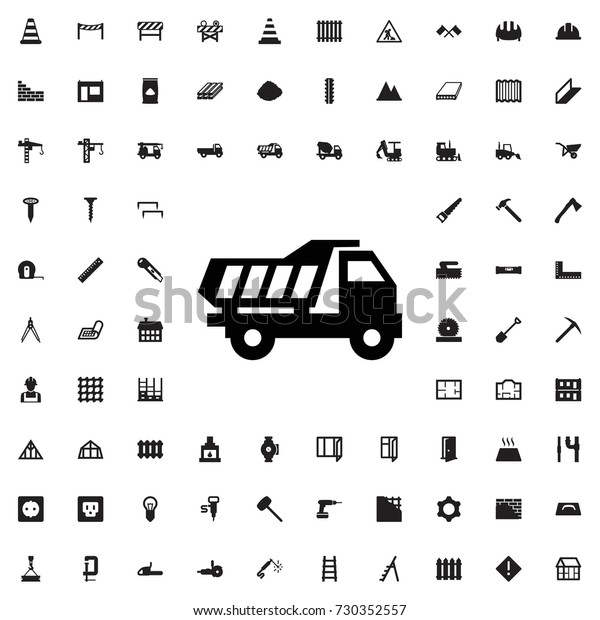 Tipper icon. set
of filled construction
icons.