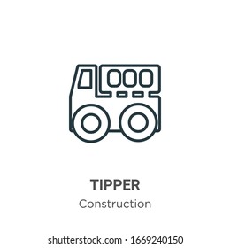 Tipper outline vector icon. Thin line black tipper icon, flat vector simple element illustration from editable construction concept isolated stroke on white background