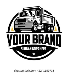 Tipper truck company logo badge vector. Best for trucking and freight related industry