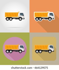 tipper truck for construction flat icons vector illustration isolated on background