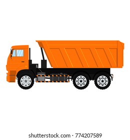 Tipper truck. Dump vehicle. Isolated on white background. Vector illustration.