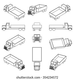 Tipper truck, dumper truck. Vector Illustration.