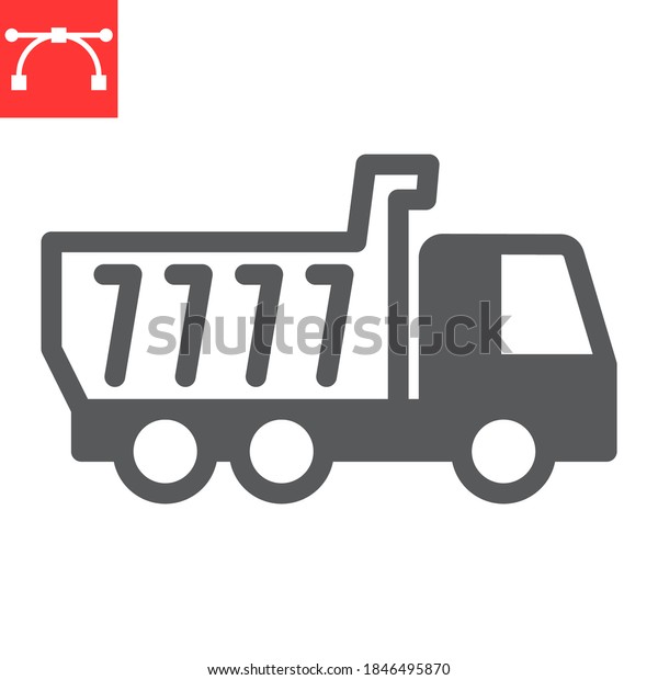 Tipper truck\
glyph icon, construction and industry, truck sign vector graphics,\
editable stroke solid icon, eps\
10