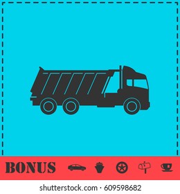 Tipper truck icon flat. Simple vector symbol and bonus icon