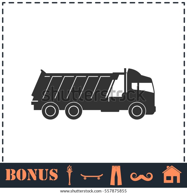 Tipper truck icon flat. Simple vector symbol and\
bonus icon