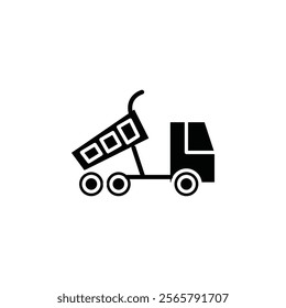 Tipper truck icon Vector flat thin line illustration