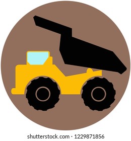 Tipper truck icon. Vector illustration of tipper, transport sign, symbol.